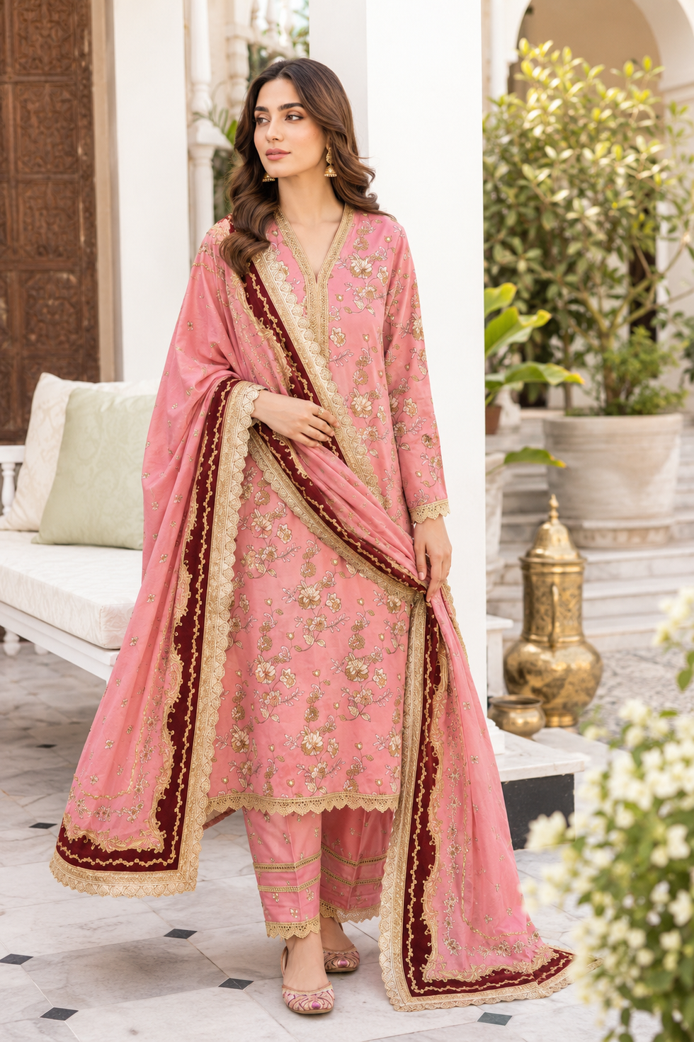 print 3 pic chikankari - A056
